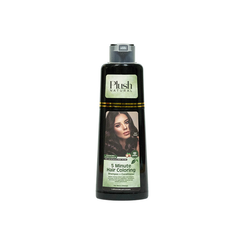Plush Natural 5-Minute Hair Coloring Shampoo and Conditioner, Dark Brown shade, product packaging