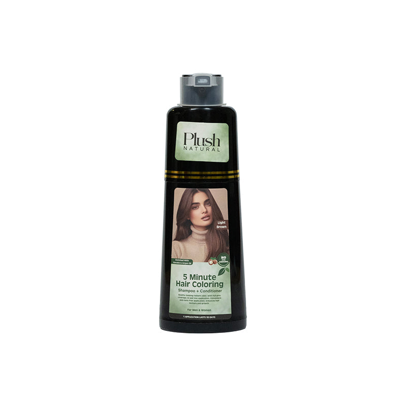 Plush Natural 5-Minute Hair Coloring Shampoo and Conditioner, Light Brown shade, product packaging