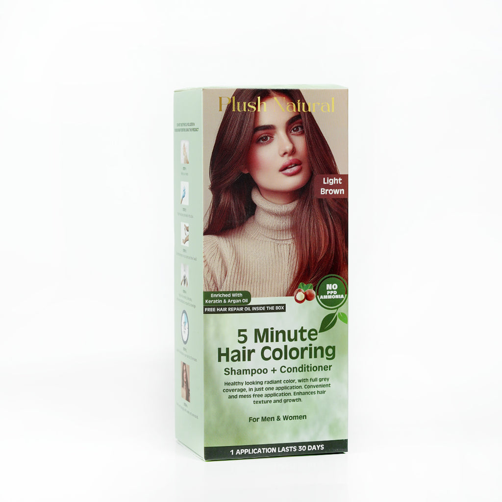 5 Minute Hair Coloring Shampoo + Conditioner (Light Brown) Plush Natural