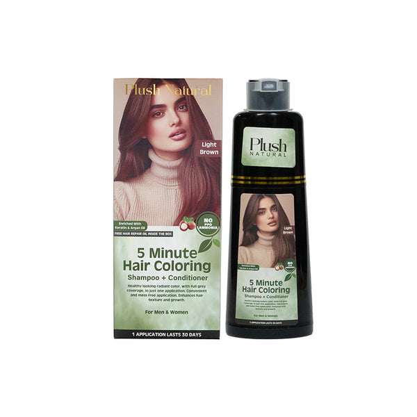 Plush Natural 5-Minute Hair Coloring Shampoo and Conditioner, Light Brown shade