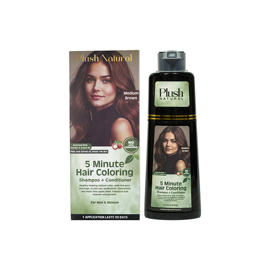 Plush Natural 5-Minute Hair Coloring Shampoo and Conditioner, Medium Brown shade