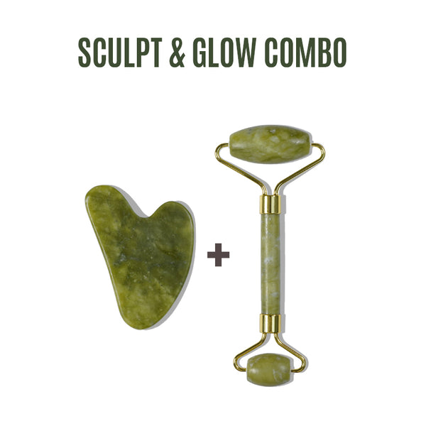 Sculpt & Glow Combo Bundle  (Jade Roller & Gua Sha)